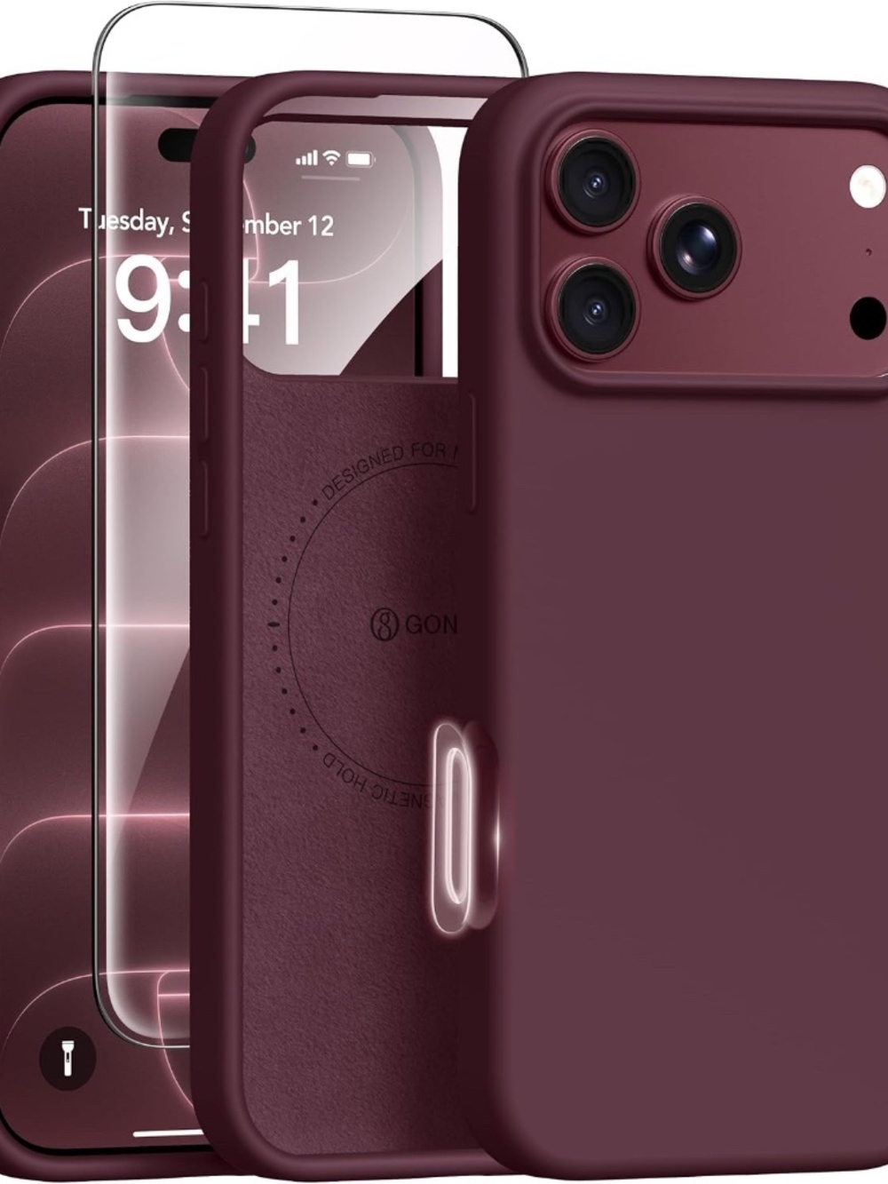 Burgundy iPhone 18 Pro-Max Case/17 Pro Max Case, Compatible with MagSafe